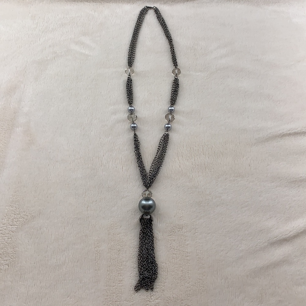 WHBM Tassel & Bead Chain Necklace